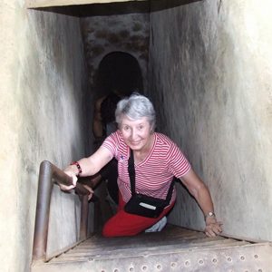 The stairway down to cu chi tunnels