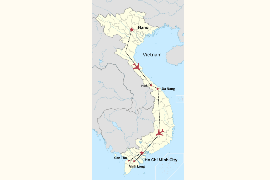 Amazing Vietnam Tour Map - Vietnam Vacation Packages